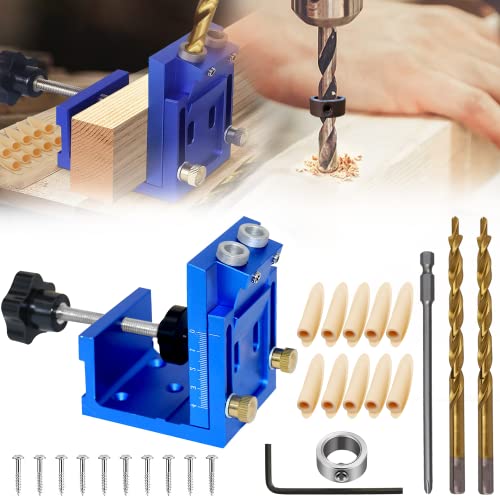 6 Stück Pocket Hole Jig Set, Schrägbohrhilfe,9mm Bohren und 150 mm Elektrische Charge, Einstellbar Taschenloch Bohrschablone, für Holzbearbeitung und Möbelherstellung Dübellehre