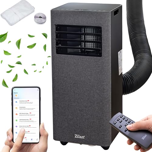 Mobile Klimaanlage mit Abluftschlauch & Fensterabdichtung WLAN Klimaanlage WiFi & App Mobil 24H Timer - Kühlen Ventilator 340m³/h Luftentfeuchter 38L mobiles Klimagerät leise mit Fernbedienung