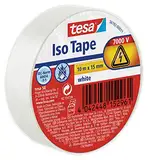 tesa Isolierband - Selbstklebendes Isolierband, hitzebeständig - Zum Isolieren, Reparieren und Bündeln - 10 m - Weiß