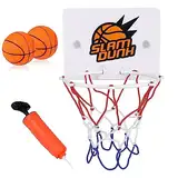 JDCMEI Mini Basketball Korb Set, Indoor Basketballkorb Basketball Hoop 16.2X12cm Kinder Basketballkorb Zimmer mit 2 Stück Bälle und Pumpe Büro Basketballkorb Saugnapf für Indoor Office Home