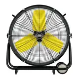 Industrieller 61 cm Bodentrommelventilator, hohe Geschwindigkeit, 2 Geschwindigkeiten, Luftkühlung, strapazierfähig, mit verstellbarem 350°-Kopf-Neigung für Gewerbe, Büro, Lager Tough Master