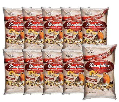 Fidelio Wildvogelfutter, Streufutter, Ganzjahresfutter proteinreich/energiereich, hochwertiges Vogelfutter für Wildvögel, 10 x 1 kg (10 kg)