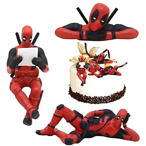 Deadpool Figuren Kuchen Dekoration, 3 Stück Mini Figuren Set Cake Topper, Cartoons Kuchen Topper, Kinder Spielzeug Tortendeko, Geburtstag Jubiläum Spielzeug, für Kinder Geburtstagsgeschenk