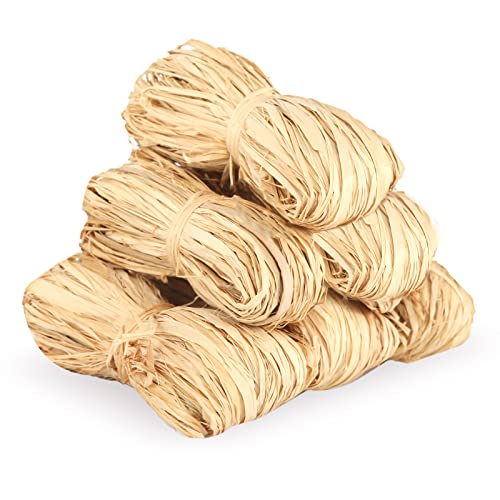 Bast Raffia Naturbast, 6 Stück 300g Bastband Natur Bindebast Florbast Naturbast zum Basteln, Natur Papierschnur Geschenkbast für Floristen Garten Hochzeit