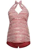 Herzmutter Umstandstankini-Schwangerschaftstankini - Neckholder-Badeanzug für Schwangere - Zweiteiler-Bademode - 7100 (XL, Rot)
