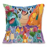 YFCHOTI Kissenbezug Kinder Zierkissenbezüge, Cartoon-Anime-Elf Kissenhülle, Superweicher Kopfkissenbezug mit Doppelseitigem Muster und Verdecktem Reißverschluss für Bett Sofa Stuhl Auto, 45x45cm
