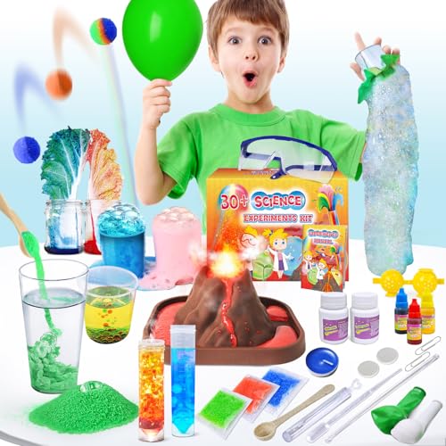UNGLINGA 30+ Wissenschaft Experimente für Kinder, Experimentierkasten Labor STEM Spielzeug Geschenke Jungen Mädchen, Vulkan, Chemiebaukasten, Gummiball Machen Fun Science