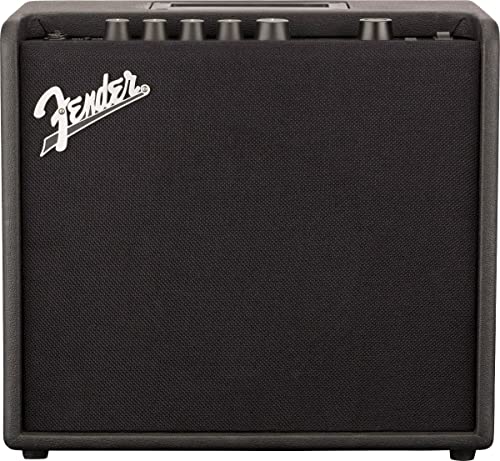 Fender Mustang LT25 Gitarren-Combo-Verstärker, 25W mit 8" Lautsprecher, 30 Presets und USB-Konnektivität, Schwarz