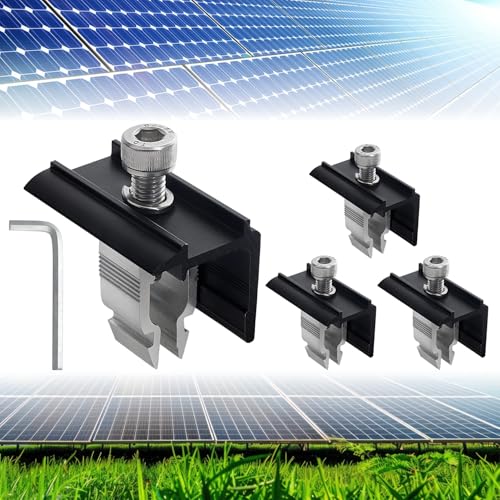 DesertBoy 4 Stück Endklemme Halterung Balkonkraftwerk 30mm Solarmodul Halterung Endklemme Befestigung Solarmodul Set Solarpanel Halterung Randklemme Solar Endklemme für Camping,Dach,Wohnmobil(Schwarz)