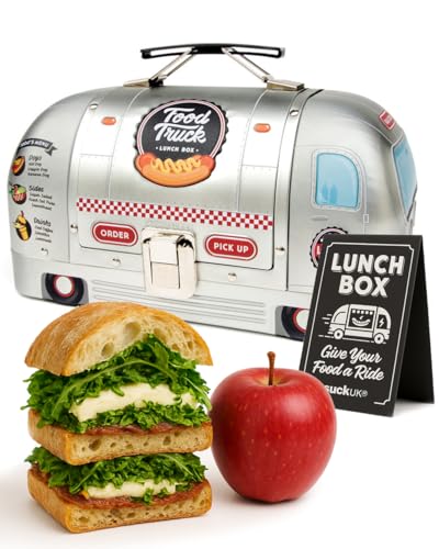 SUCK UK LKW-Lunchbox | Metall-Lebensmittelbehälter in LKW-Form | Neuartige Blechbox | Lustige Lunchtasche | Retro-Aufbewahrung für Lebensmittel