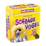 Game Factory 646091 Schräge Vögel, pfiffig-fieses Kartenspiel, Mini-Spiel in handlicher Metalldose, einfaches Reisespiel für Erwachsene und Kinder ab 8 Jahren