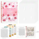 100 Envelope Saving Challenge, Sparchallenge Budgetplaner A5 Ringbuch mit Challenge Tracker & Pre-numbered Geldfächer, Budget Binder für Geld Sparen Challenge