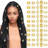 Tyqour 50 Stück Gold Haarschmuck für Zöpfe Verstellbar Metall Dreadlocks Schmuck, Haaranhänger für Frauen, Zopfschmuck mit Goldenen Anhängern, Hair Accessories Loc Hair Jewelry for Women Braids