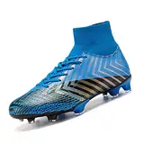 CERYTHRINA Herren Fußball Stiefel High Top Spikes Microfaser Cleats Beruf Athletics Fussballschuhe Trainingsschuhe Unisex Teenager Erwachsene Outdoor Sport Football Turnschuhe Blau Stollen 37