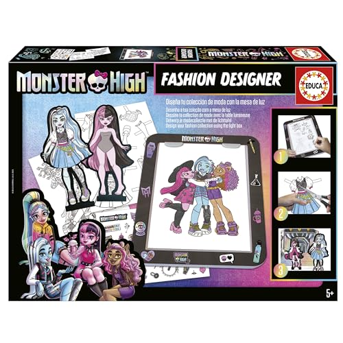 Educa - Monster High Designtafel, Monster High Fashion Designer Styling-Workshop und fordern Sie Ihre Looks mit Barbie-Gurinen auf dem Podium der Modeherausforderung heraus. Ab 5 Jahren (19826)