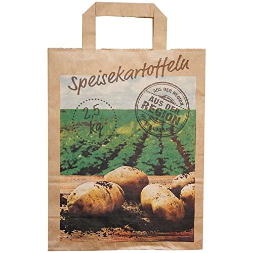 Boxolutions 25 Kartoffeltüten - braune Kraft Papiertüten mit Kartoffelmotiv bis 2,5 kg extra stark in 90 g/m2-25 Stück