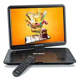 SUNPIN 17.9" Tragbarer DVD Player mit 15,6 Zoll HD Schwenkbaren Bildschirm, Stereo-Lautsprecher&Dual-Kopfhörer-Buchse, 6 Stunden aufladbare Batterie, Unterstützung Sync TV/USB/SD-Karte, Schwarz