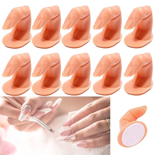 XUBX 10 Stück Übungsfinger für Gelnägel Nagelmodellage, Nageltraining Finger, Nagel Handpraxis Modell, Bewegliche Gefälschte Finger, Maniküre Trainingsdisplay Übungs, Fake Finger Praxis Modell