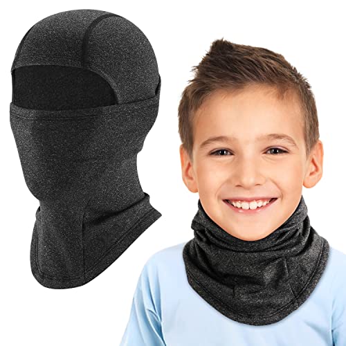 HEGCOIIE Kinder Sturmhaube Winter Winddicht Thermo Balaclava Gesichtsmaske Skimaske Sturmmaske für Jungen Mädchen Outdoor Sports Radfahren, Skifahren, Fahrrad (Dunkelgrau)