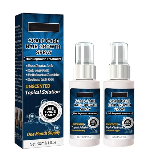 Haarwachstum Serum Spray, Haarwuchsspray zur Kopfhautpflege, Reaktiviert Verkleinerte Follikel Natürlich Haarwachstum Beschleunigen und beugt Haarausfall, 30ml/Spray (2 Stück, 60ml)