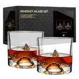 LIITON Exklusiv Whisky Gläser Set K2 2-teilig aus Kristallglas, Tumblergläser, Geschenke für Männer für Cocktails, Gin, Bourbon, Rum, Trinkgläser Geschenkset