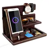 Weihnachten Geschenke für Männer Geburtstag Holz Telefon Dockingstation Schreibtisch Nachttisch Organizer Herren Weihnachten Geschenk Ehemann Papa für Büro Aufbewahrung Geburtstagsgeschenk für Männer