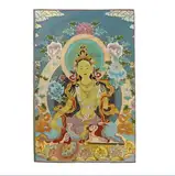 Legou Seidenstickerei Tibetische Thangka mit Buddhismus grüne Tara Wandbehang für Heimdekor Tapisserie Meditation