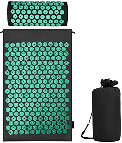 Akupressur Set Akupressurmatte mit Kissen für eine Wohltuende Entspannung und Massage, zur Erleichterung der Rückenschmerzen Kopf-Nackenschmerzen, Stimuliert Energiepunkte im Körper und Wirkt Anregend
