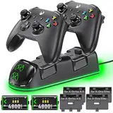 Xbox Controller Ladestation mit 2X 4800mWh (2X 2000mAh) Wiederaufladbaren Akku für Xbox One/Xbox Series X/S Elite, Xbox One Controller Ladestation mit Xbox akku für Xbox Series/One Controller