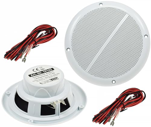 ChiliTec Lautsprecher 6,5" 165mm Wasserfest 100Watt Paar Einbaulautsprecher für Wand & Decke Marine-Lautsprecher IP44 geeignet für Innen- & Aussenbereich Paar / 2 Stück Weiß