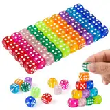 50 Stück Würfel Set, 14mm Spielwürfel, Acryl Würfel Bunt mit Runden Ecken für Würfelspiele Tischspiele Bar KTV Party Tutoring, 10 Farben mit Aufbewahrungsbox