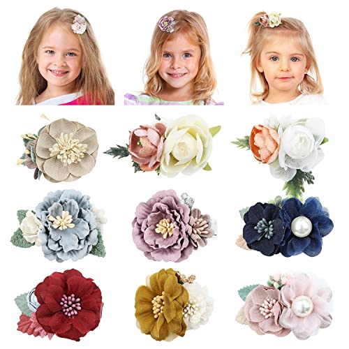 Cinaci 9 Stück Zarte Vintage Rose Blume Alligator Haarspangen Haarspangen Haarnadeln Zubehör für Baby Mädchen Säuglinge Kleinkinder Kinder Teenager