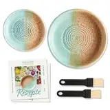 evergrate Geniales Duo: Tellerreibe + Dipschale Motiv Beach mit 2 Küchenpinsel und 2 Rezepthefte