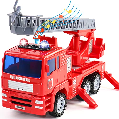 jerryvon Feuerwehrauto Ab 2 3 4 Jahre – Feuerwehr Spielzeug Auto Kinder Mit Wasserspritze Licht & Sound, Feuerwehrauto Groß Spielzeugauto Geschenk für Jungen 2 3 4 5 Jahre