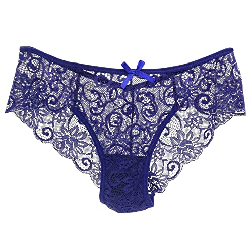 2025 Frauen-reizvolle Schlüpfer-Spitze-Ausschnitt-Hohle Taillen-reizvolle Schlüpfer Ski Unterwäsche Damen Set (Dark Blue, XL)