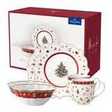 Villeroy & Boch – Toy's Delight "Breakfast For Two" Frühstücksservice 2 Personen 6 teilig, weiß/rot, Kaffeeservice Weihnachten, Weihnachtliches Geschirr, Premium Porzellan