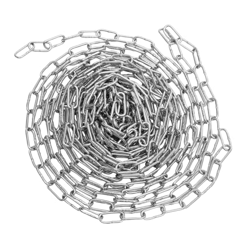 PRETYZOOM Absperrkette Silber 2" Glieder 25' lang Absperrkette für Einfahrten Barrierekette sparkasten sicherheitskette Sperrkettenglied Crowd-Control-Kette galvanisiertes Eisen Silver