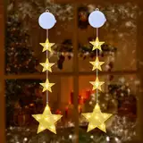 Qedertek Weihnachtsbeleuchtung Fenster Innen, 2 Stück Stern Fenster Beleuchtet mit Batteriebetriebene, Timer, 2 Modi, Warmweiß LED Lichtervorhang für Kinderzimmer Hochzeit Party Weihnachten Deko