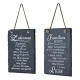 2er Set Wandbilder Sprüche 15x20cm Rezept Schilder Schiefer Schiefertafel Deko Wanddeko Familie Freunde