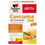 Doppelherz Curcuma 750 mit Curcumin + Vitamin D3 1000 I.E. – Vitamin D unterstützt die normale Funktion des Immunsystems – 60 Kapseln