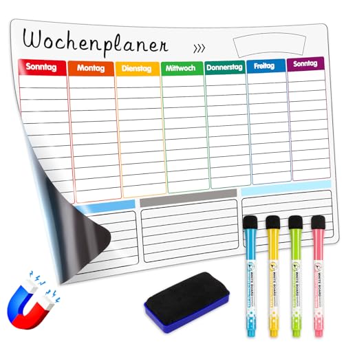 Wochenplaner Abwischbar, Wochenplaner Magnetisch,Geeignet für Kühlschrank Wochenplaner Magnetisch, Familienplaner, Wochenplaner Kinde, Belohnungstafel Kinder (42 x 30 cm)