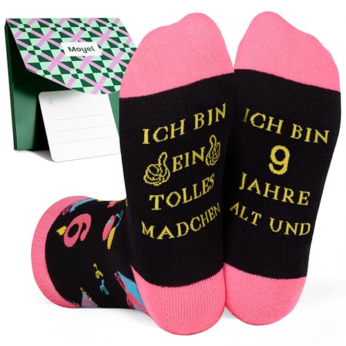 Moyel Geschenk Mädchen 9 Jahre Geschenkideen Lustige Socken Kinder Geburtstagsgeschenk für Mädchen Geschenke 9 Jahre Kreativ Geschenke für 9 Jährige Tochter Geschenke von Mama