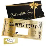 Goldenes Ticket Gutschein, Rubbelkarten zum Selber Beschriften mit Umschlag, Geschenke / Geburtstagsgeschenk für Frauen Männer, Weihnachtsgeschenke, Kinogutschein, Wunschgutschein - Zeit anstatt Zeug