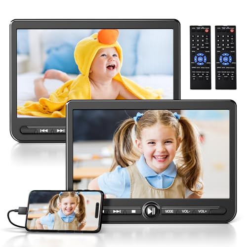 Arafuna 10.5" Dual Auto DVD Player, wiederaufladbarer Auto-Bildschirm Spielen EIN oder Zwei Verschiedene Filme, Kopfstütze für Auto mit 5-Stunden-Batterie, Unterstützung USB/SD, Last Memory