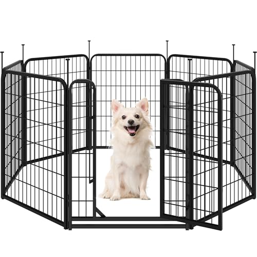 Yaheetech Welpenlaufstall 8-teilig 80cm, Hundeauslauf Einteilige Verriegelung, Verbindungsstangen mit rundem Kopf, Faltbare Freilaufgehege für Hunde Wohnung und Garten, Aufbau werkzeugfrei