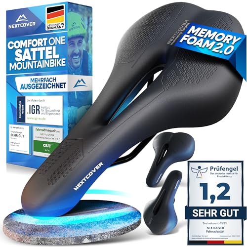 NEXTCOVER® Fahrradsattel mit Memory-Foam 2.0 und [Volume-Air] Federung I maximaler Fahrkomfort I ergonomischer Fahrrad Sattel für Damen & Herren I bequem