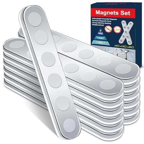 BKSAI 12er Unzerbrechliche Magnete Selbstklebend Stark Magnetband zum Kleben Neodym Magnete Klebemagnete 65x10x2mm Magnetband Flach für Schule, Büro