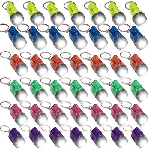Molbory 42PCS Mini Taschenlampe Schlüsselanhänger, 4cm LED Mini Taschenlampe Kinder Handlampe Bunt Kindertaschenlampe Spielzeug für Kinder Mitgebsel Gastgeschenk, Camping, Outdoor, Wandern