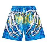 Generisch Herren Kurze Regular mit Bedruckte Herren Badehose Boardshorts Sommer Strandshorts mit Handabdruck für Männer Herren Kurze Sporthose Shorts für Festivals Party (Blue, XL)