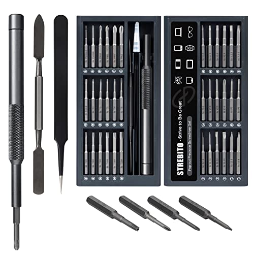 STREBITO Kleiner Schraubendreher-Satz 39 in 1 Präzisionsschraubendreher-Satz, Elektronik-Werkzeugsatz Schraubendreher-Satz - PC, Laptop, RC, Computer, Telefon-Reparatursatz, S2 Stahl lange Bits - Torx